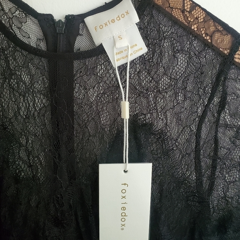 Foxiedox "Nixie" Navy & Black Lace Jumpsuit - Picture 8 of 9